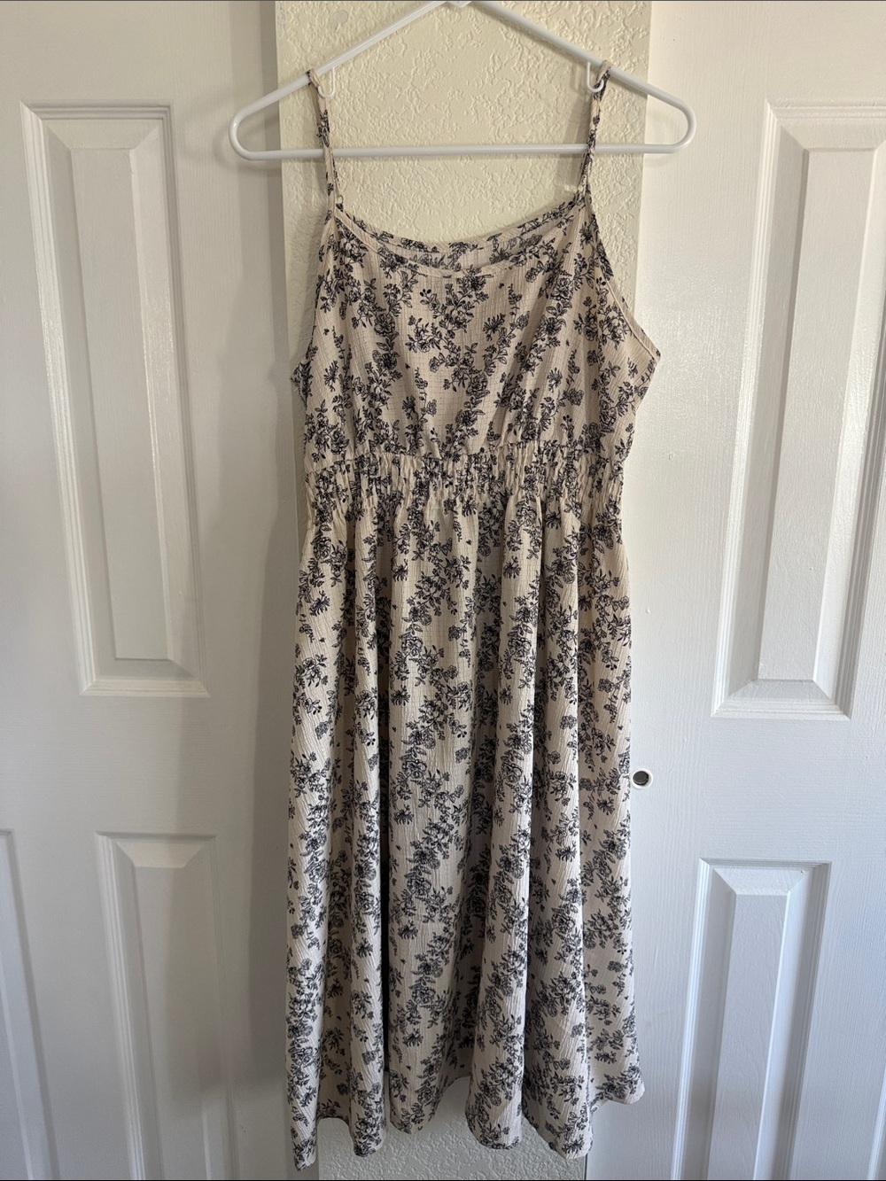 SHEIN Cream Dress with Black Floral Print